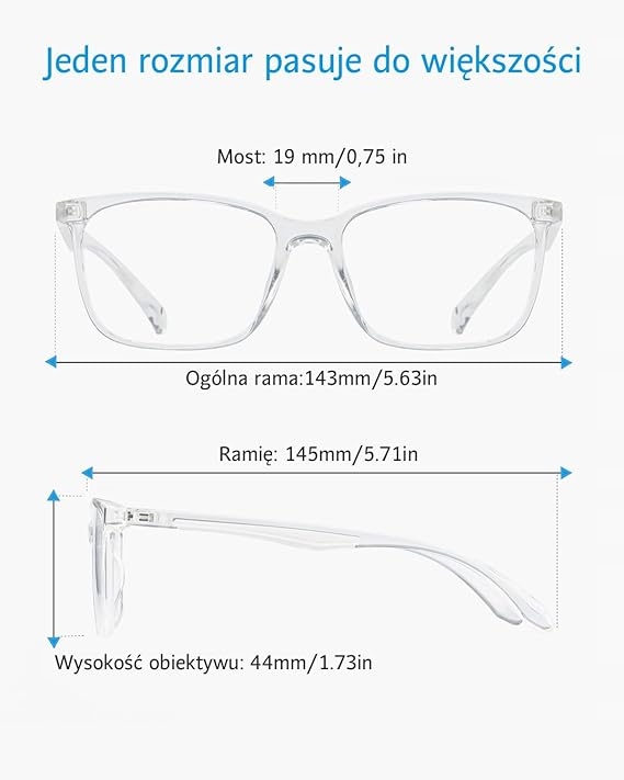 Okulary Do Komputera ANRRI Zerówki Filtr Blue Light Przezroczyste - zdjęcie 2